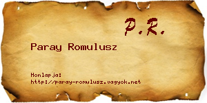 Paray Romulusz névjegykártya
